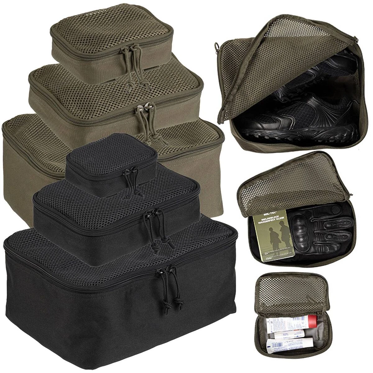Mil-Tec Netztaschen Set 3-tlg. Versch. Farben 3 Mil-Tec Netztaschen Set 3-tlg. Versch. Farben